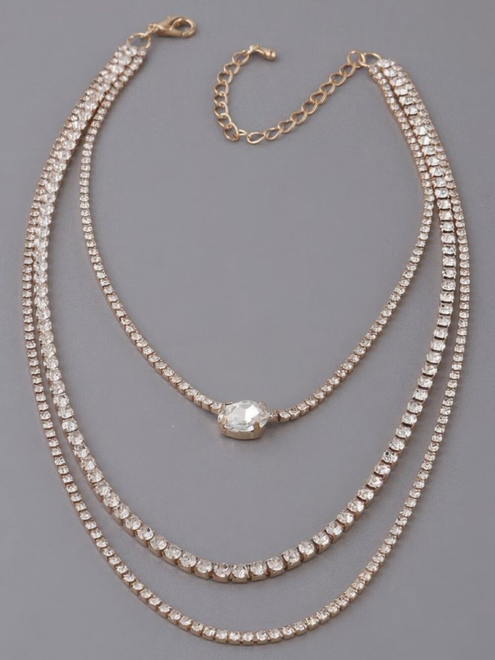 Multi Rhinestone Necklace - Picture 2 of 2